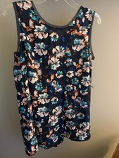 Simply Vera By Vera Wang Tunic Floral Medium Sleeveless Shirt Blouse Top