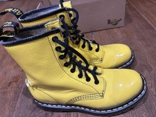 Doc Dr. Martens 1460 11821 Yellow Leather Combat Boots Lace-Up Women's UK 6