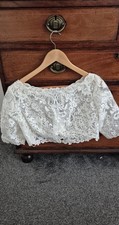 Maggie Sotero size 16 ivory lace jaket 3/4 sleeve buton Wedding Dress Bolero New