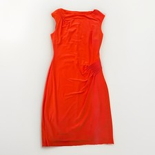 Ralph Lauren Women’s High Neck Sleeveless Gathered Orange Dress 8P 36.5”L