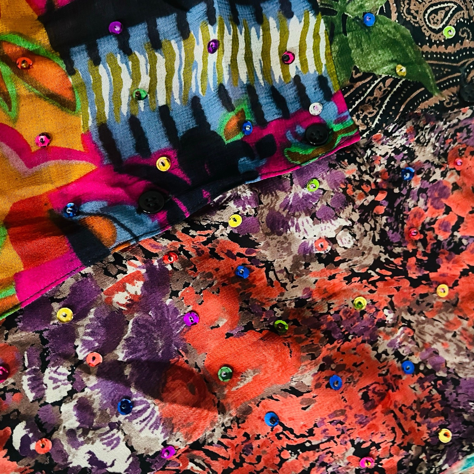 Zero Zero Multicolored Beaded Button Up Long Slee… - image 4