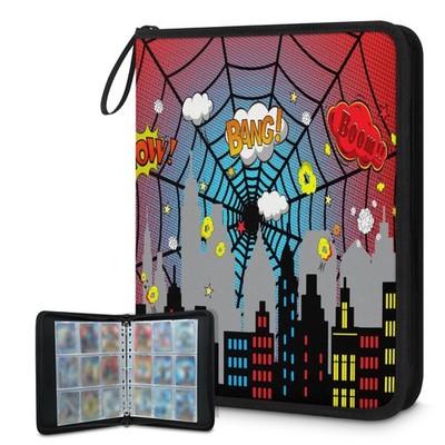 AUUXVA 9-Pockets Trading Card Binder Holds 900 11.4 x 13.4 x 2in, Comic City