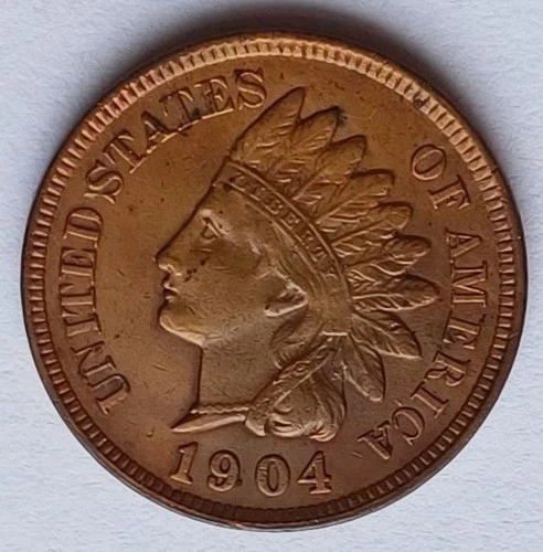 1904 Indian Head Cent AU w/ scratch, Penny 1C coin