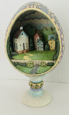 Jim Shore Heartwood Creek Egg Figurine ''Small Town, Big Blessings  Spring Decor