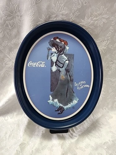 Vintage Coca Cola 1991 Reproduction of 1912 Calendar Girl Tin Tray Hamilton King