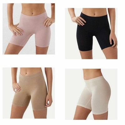 BREEZIES TAN SLIMMING SEAMLESS LONG LEG MID THIGH CONTROL SHORTS White Sz S NEW