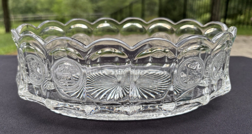 Fostoria Clear Glass Coin Dot 9 Inch Oval Bowl Very Good Used Condition - Picture 3 of 12