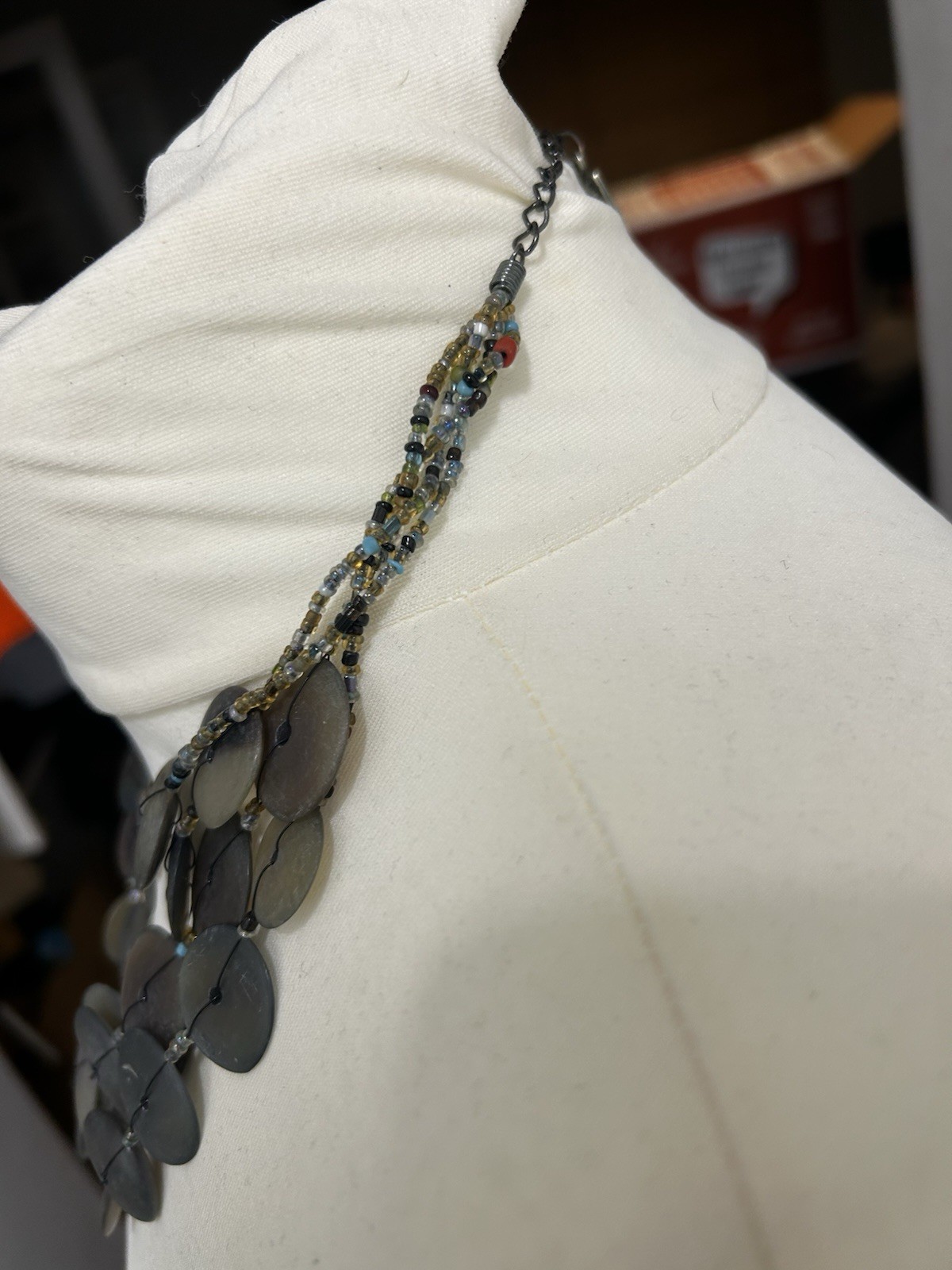 Mint Boutique Grey Shell Disk Multi Strand Statem… - image 3