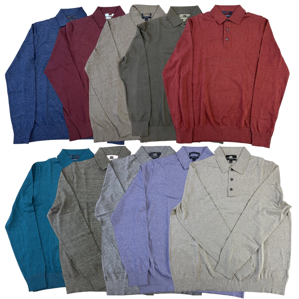 Mens M&S Cotton Rich Knitted Long Sleeve Polo Shirt Sizes XS - 4XL