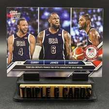 LeBron Curry Durant Team USA Topps Now 2024 Olympic Gold Medal Trio