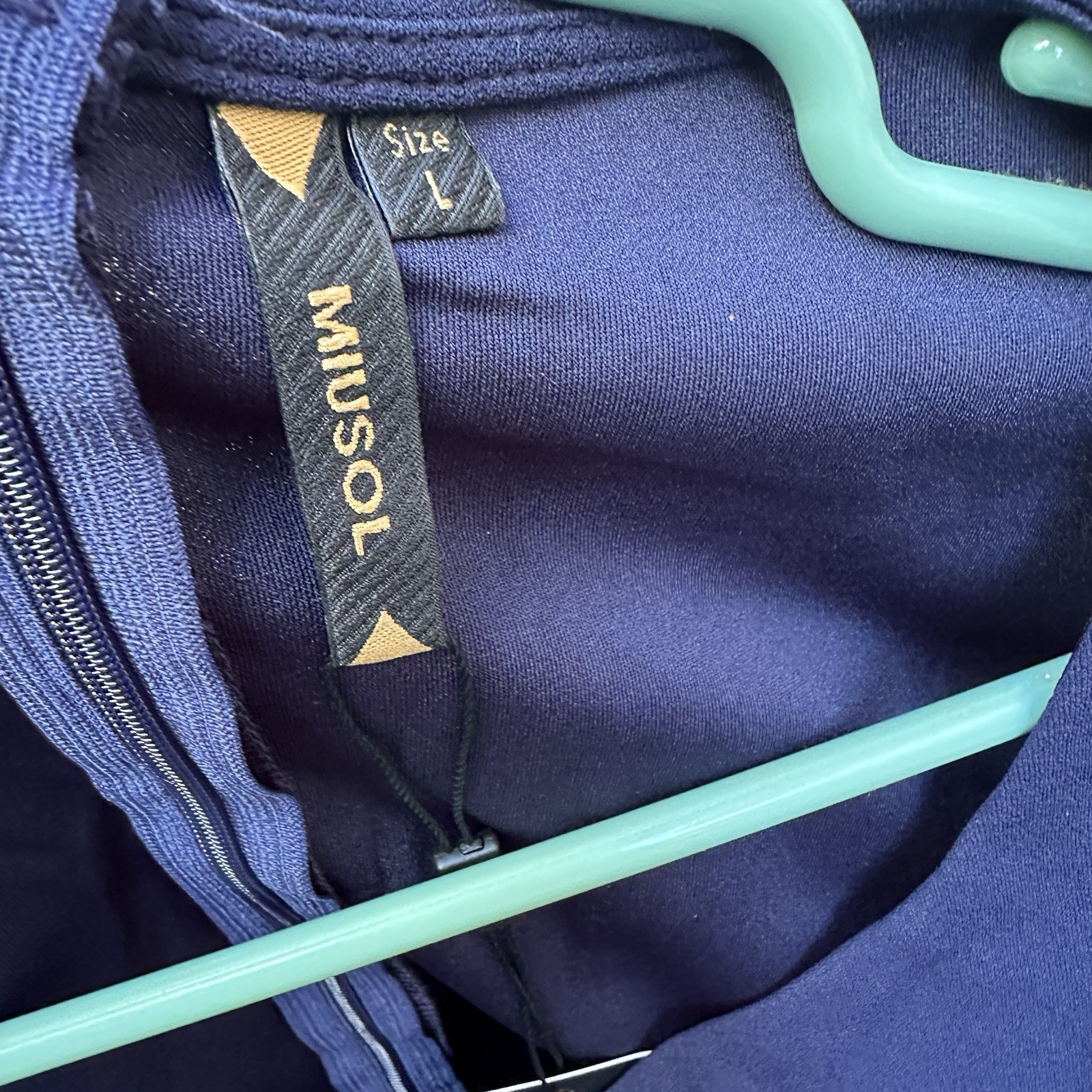 Misuol Dress Womens Large Navy Blue Office Career Work Minimalist Peplum Sheath