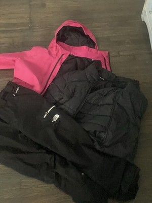 The North Face Goretex Pink&Black 3pc Set Windbreaker Ski + goggles & gloves
