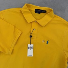 Polo Ralph Lauren Mens Classic Fit Mesh Polo Shirt Yellow Blue Pony Size XL