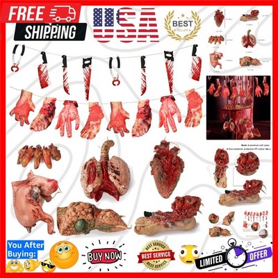 Halloween Blood Props Fake Scary Severed Hand Broken Body Parts for Haunted H...