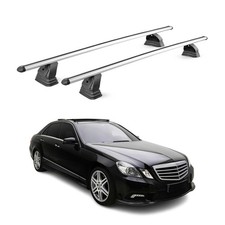 Alu Dachträger für Mercedes E Klasse W212 2010-2016 TÜV T-Nut 75 kg 2tlg Silber