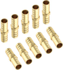 10Pcs Brass Hose Barb Fitting, 3/8" X 3/8" ID Hex Barbed Splicer Mender Union fo