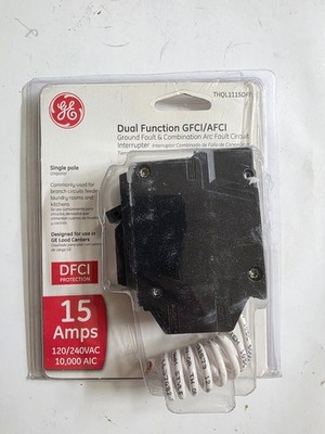 GE THQL1115DFP 15A 1 Pole Dual Function GFCI/AFCI Combination Circuit Breaker