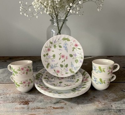 12 Pc Set Corelle Impressions Delicate Array Swirl Edge Dinnerware Floral
