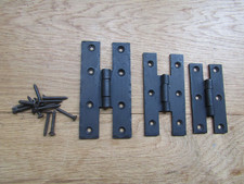 PAIR of H HINGES hand forged blacksmith wrought iron rustic kitchen cabinet