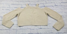 Elodie WOMENS SIZE M Beige Cropped Knit Long Sleeve Cold Shoulder Nordstrom 