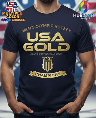 #ad USA Gold Hockey Shirt 2026 Olympic Champions Milano Cortina Team USA Gold Tee $17.99