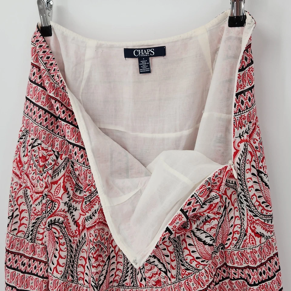 Maxi Falda Para Mujer Roja Boho Cottagecore India Azteca Vaquera Forrada Talla 4 Chaps Foto 3 de 4