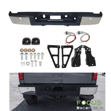 Chrome Rear Bumper W/Sensor Holes For 2007-2013 Chevy Silverado GMC Sierra 1500