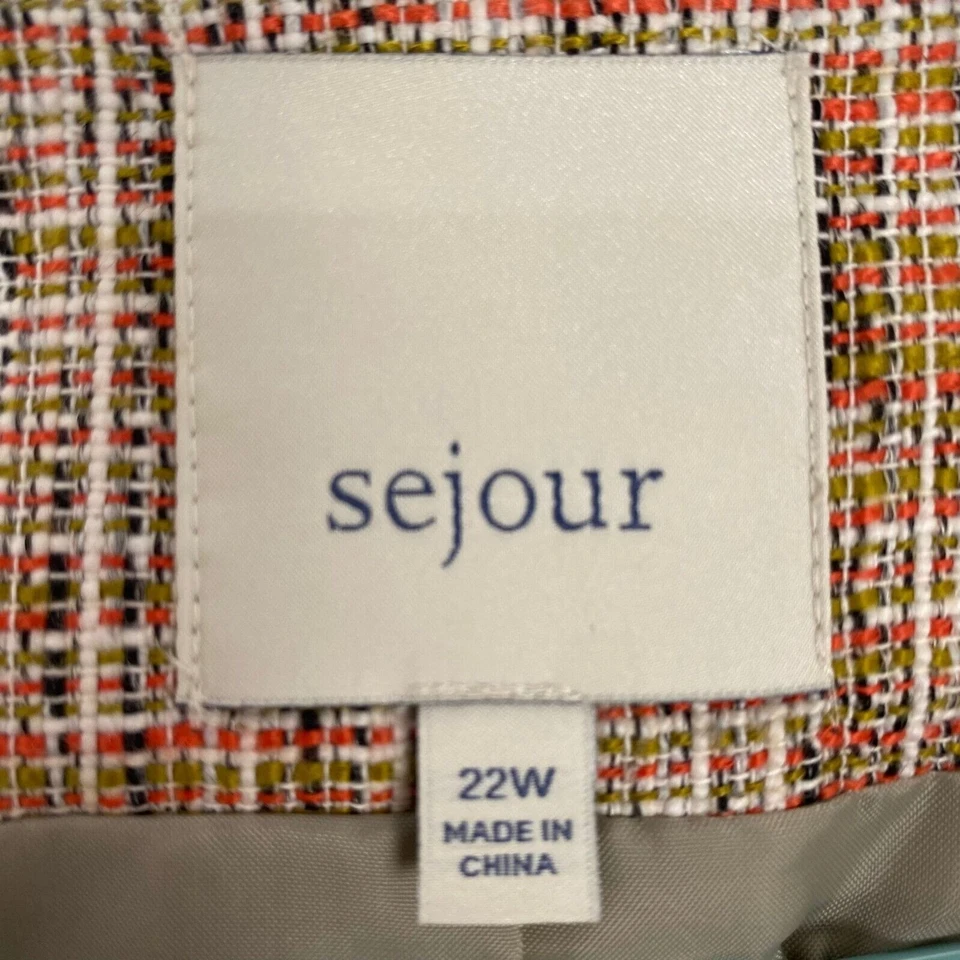 Sejour Women's Size 22W Pearson Tweed 3/4 Sleeve Blazer Pockets, Lined Cotton - Image 4 of 4