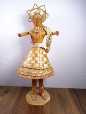 Vintage Nostalgie Sammlerpuppe traditionelle Strohpuppe Haare 34 cm rar (8620)