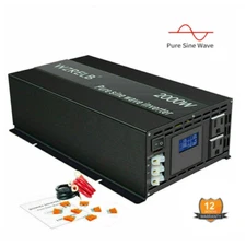 2000W Pure Sine Wave Inverter 36V to 110V 220V Power Converter Car LCD Camp