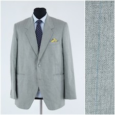Mens Vintage Blazer 44R UK Size FINFIN Striped Grey Wool Sport Coat Jacket
