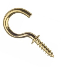 100x BRASS CUP HOOKS 13mm Set Hanging Small Tea Towel Hat Bag Kitchen Bathroom