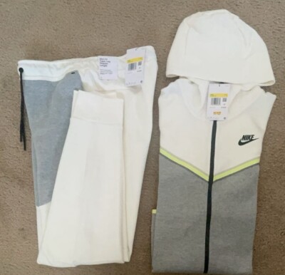 nike tech fleece tracksuit White/Volt/Grey Sz S NEW cu4489-133