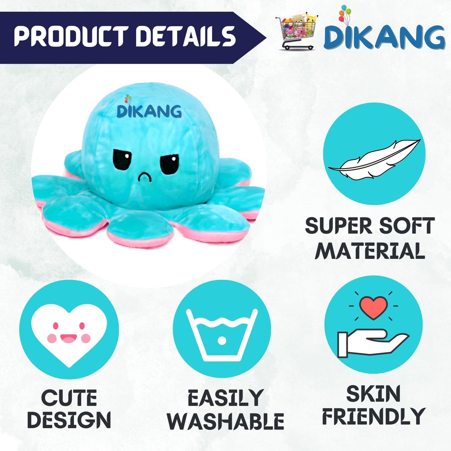DIKANG Face Changing Octopus Plushie Soft Toys for Kids Girls | Teddy Bear Soft
