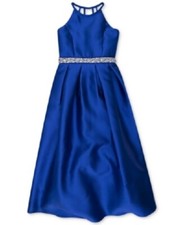 Speechless Big Girls Elegant Embellished Beaded Waist Cobalt Formal Maxi Dress 8
