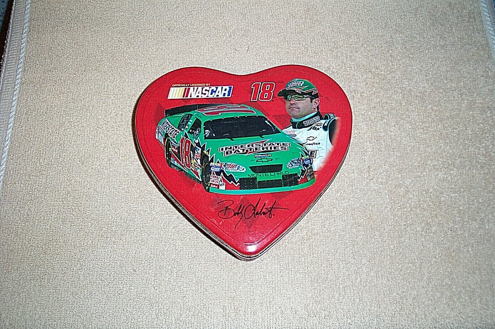 BOBBY LABONTE #18 HEART SHAPED COLLECTIBLE EMPTY CANDY TIN 7