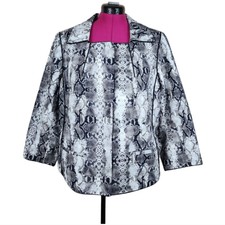 Linea By Louis Dell'olio Sz 1x Grey Snakeskin Cotton Blazer Jacket Animal Print