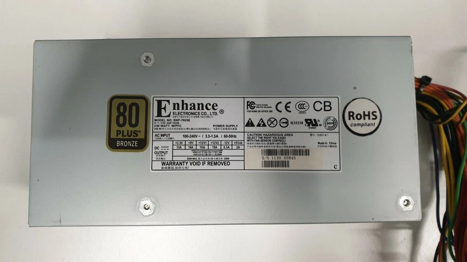 Genuine Enhance 250W 80PLUS Bronze TFX Slim SFF Power Supply Unit PSU ENP-7025E - Image 2 of 4