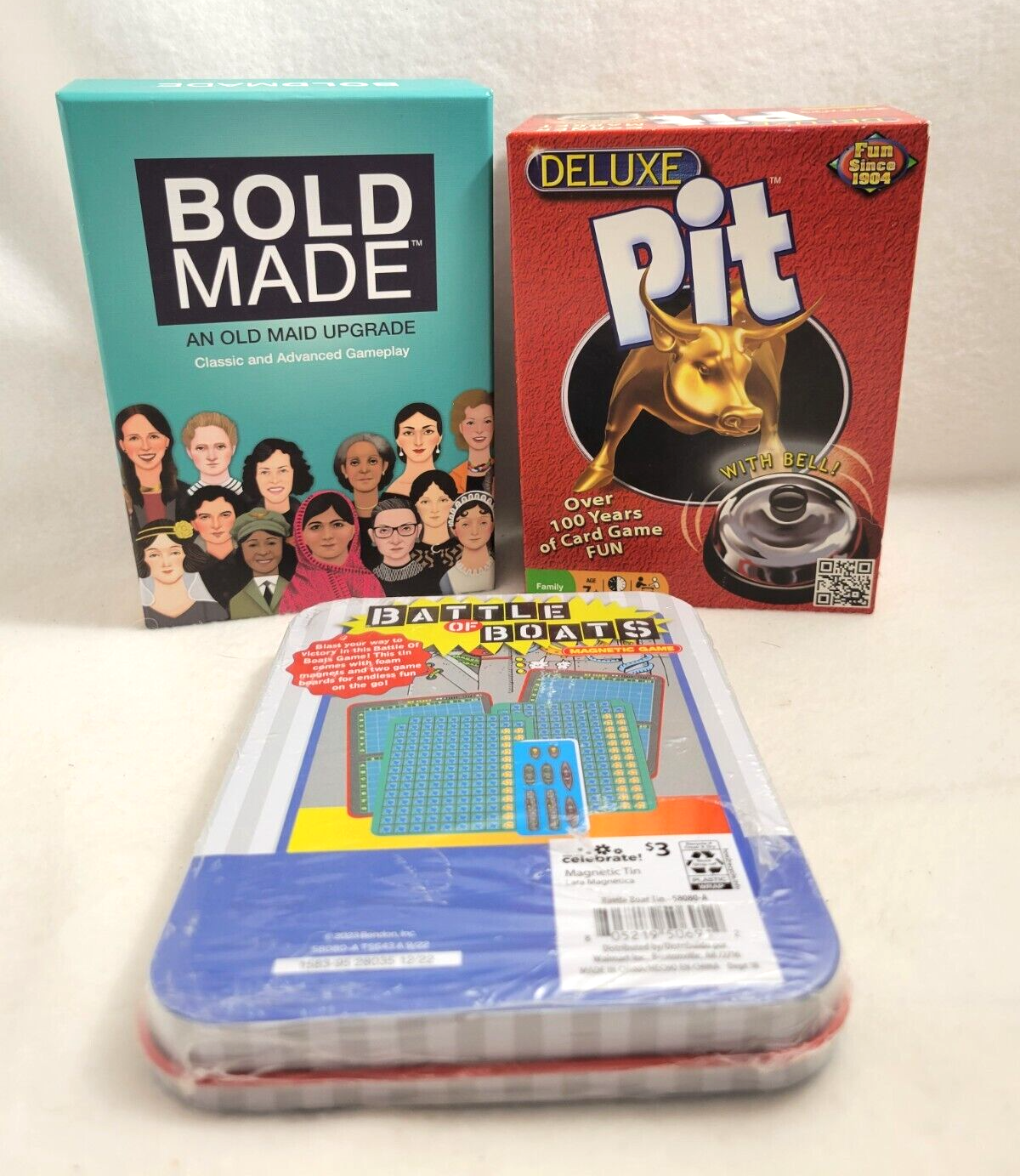 X 3 Games Battle of Boats / Deluxe Pit / BoldMade Family Card Games Strategy