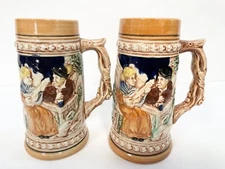 VINTAGE GERMAN STYLE CERAMIC BEER STEIN / MUG JAPAN Stylecraft 1149 Lot Of 2
