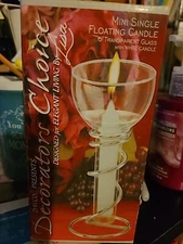 Davco Mini Single Floating Candle Silver Plated 6" Glass With White Candle NEW