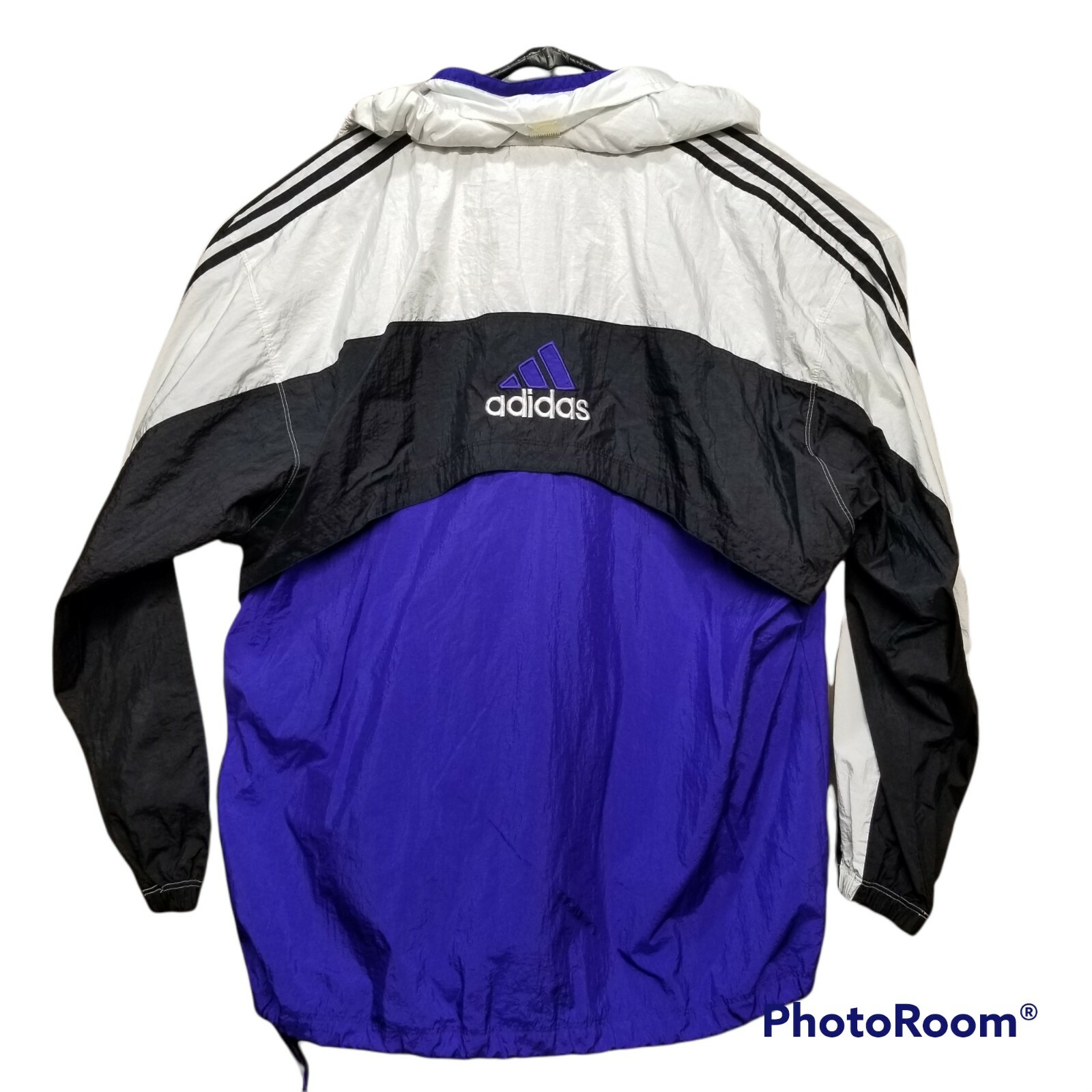 ADIDAS 1/4 zip Nylon Colorblock Hooded 