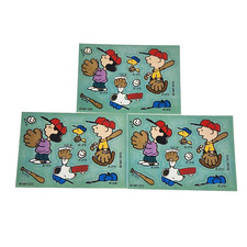 3 VINTAGE 1997 STICKER SHEETS CHARLIE BROWN SNOOPY LUCY WOODSTOCK BASEBALL
