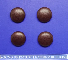 4 MADE IN USA GENUINE LEATHER MEDIUM DRK BROWN #2 JACKET BUTTONS 21mm metal loop
