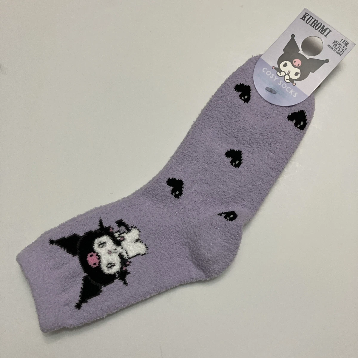 Primark Kuromi Acogedores Calcetines EE. UU. 6-10 Púrpura Lavanda Corazón Sanrio Suave Nuevo