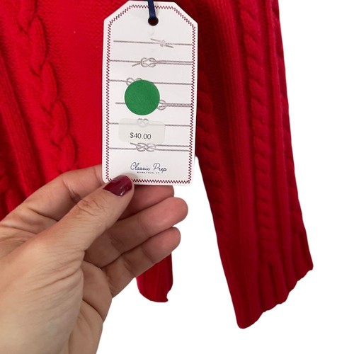 NWT Classic Prep Childrenswear Red Cable Knit Sweater 12 - Picture 6 of 6