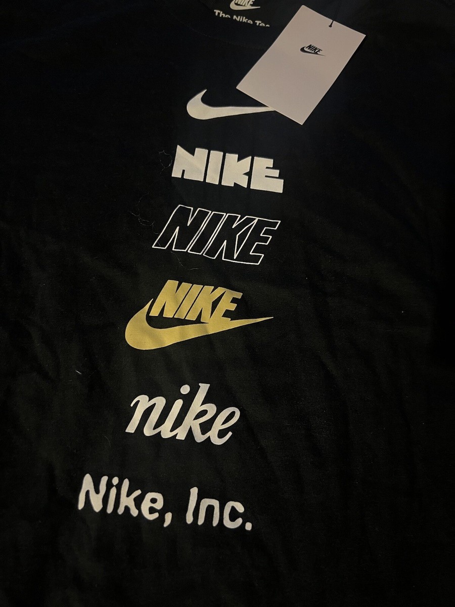 NWT Nike Sportswear Club+ Logo Men's Black TAN T-Shirt Sz S