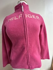 Tommy Hilfiger Girl Zip Front Fleece Jacket Pink Xl Tg/XV 16 Logo Front