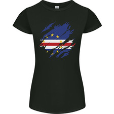Torn Cape Verde Flag Verdean Day Football Womens Petite Cut T-Shirt