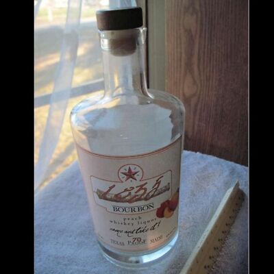 Empty 750ml 1835 Bourbon Texas Angled Flat Clear Glass Bottle Ship Inside Crafts